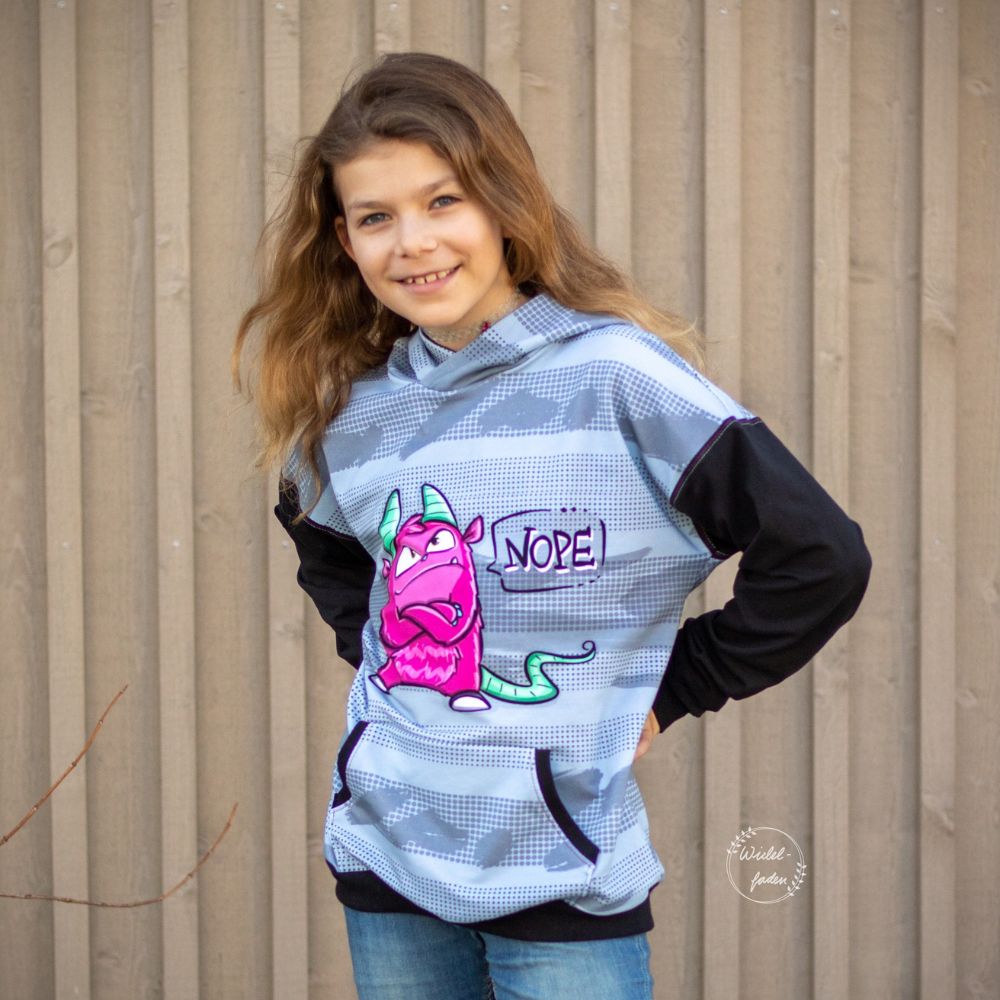 Schnittmuster Mini Hoodie und Kleid Wiisshornblick Gr. 86 - 164