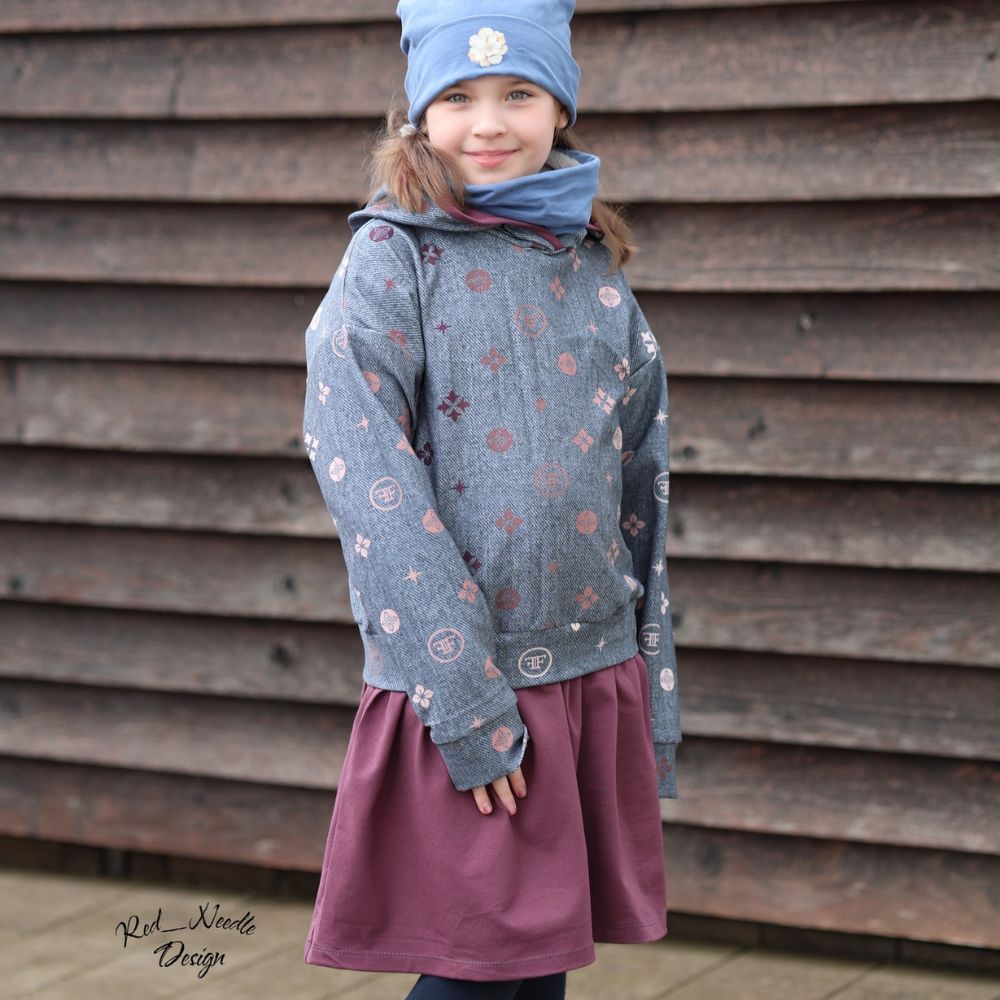 Schnittmuster Mini Hoodie und Kleid Wiisshornblick Gr. 86 - 164