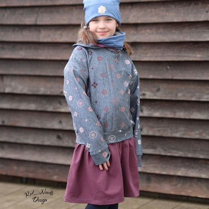 Schnittmuster Mini Hoodie und Kleid Wiisshornblick Gr. 86 - 164