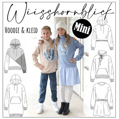 Schnittmuster Mini Hoodie und Kleid Wiisshornblick Gr. 86 - 164