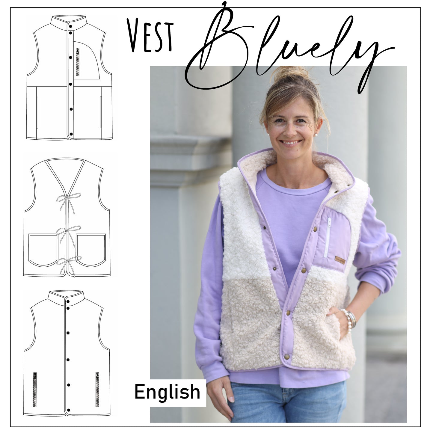 Sewing pattern Vest Bluely EU 32 - 52 / US 0 - 20